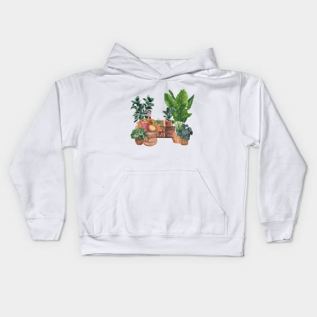 Plant Interior illustration 2 Kids Hoodie by Gush Art Studio 1